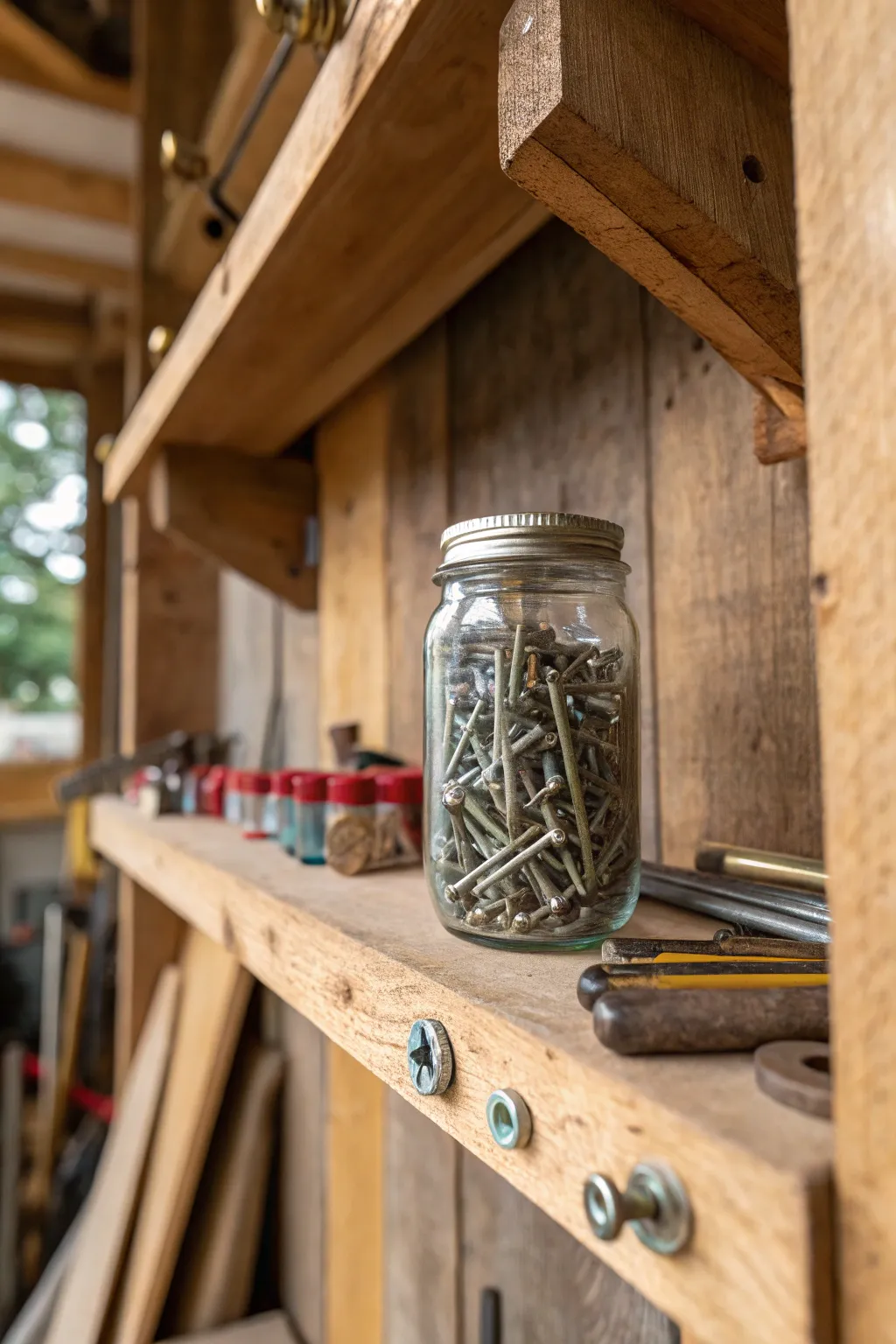 Turn your old jars into a craftsperson's treasure trove with this clever bolt storage hack.