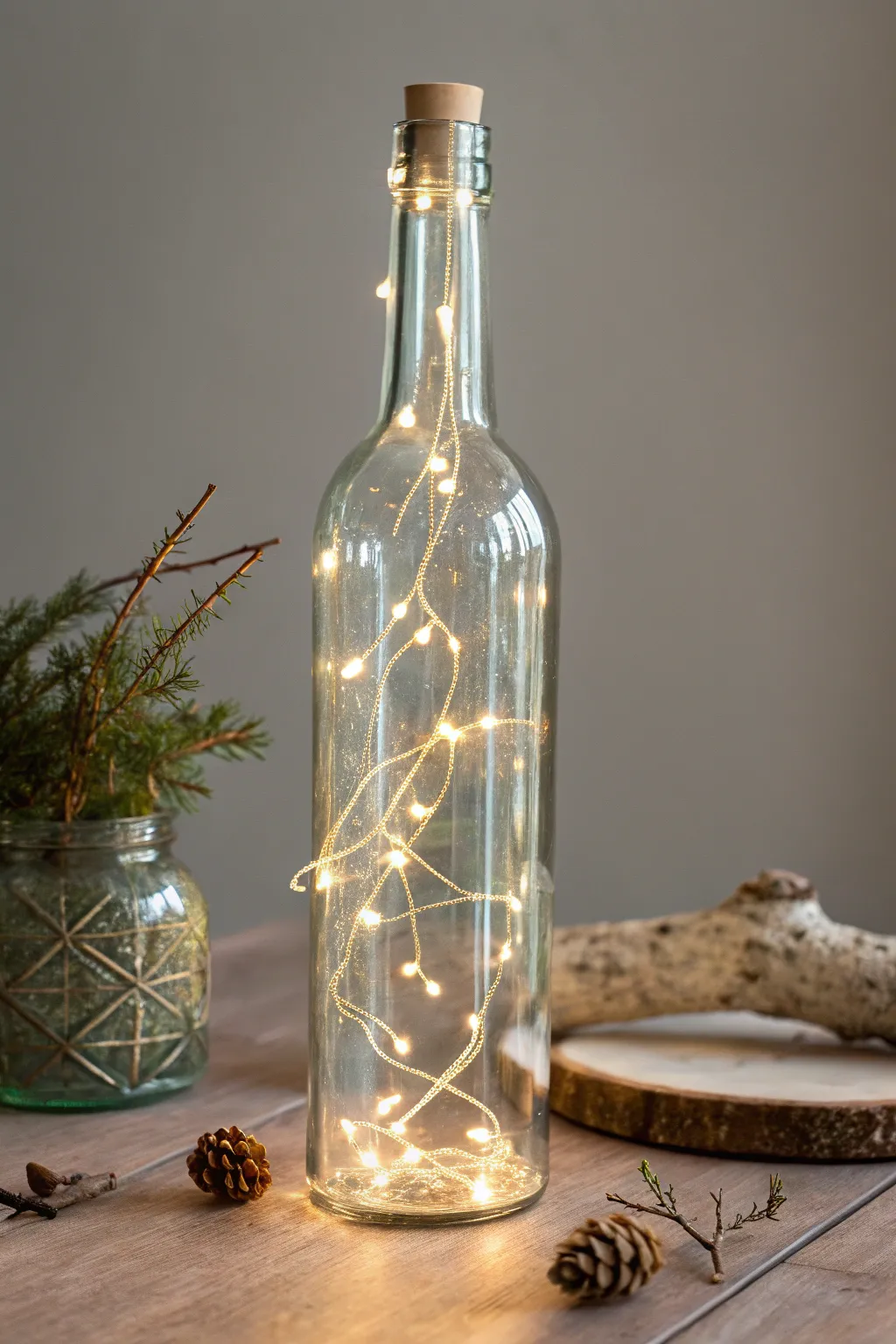 Illuminate your space with the enchanting glow of a fairy light bottle lamp - where Scandinavian simplicity meets boho charm.