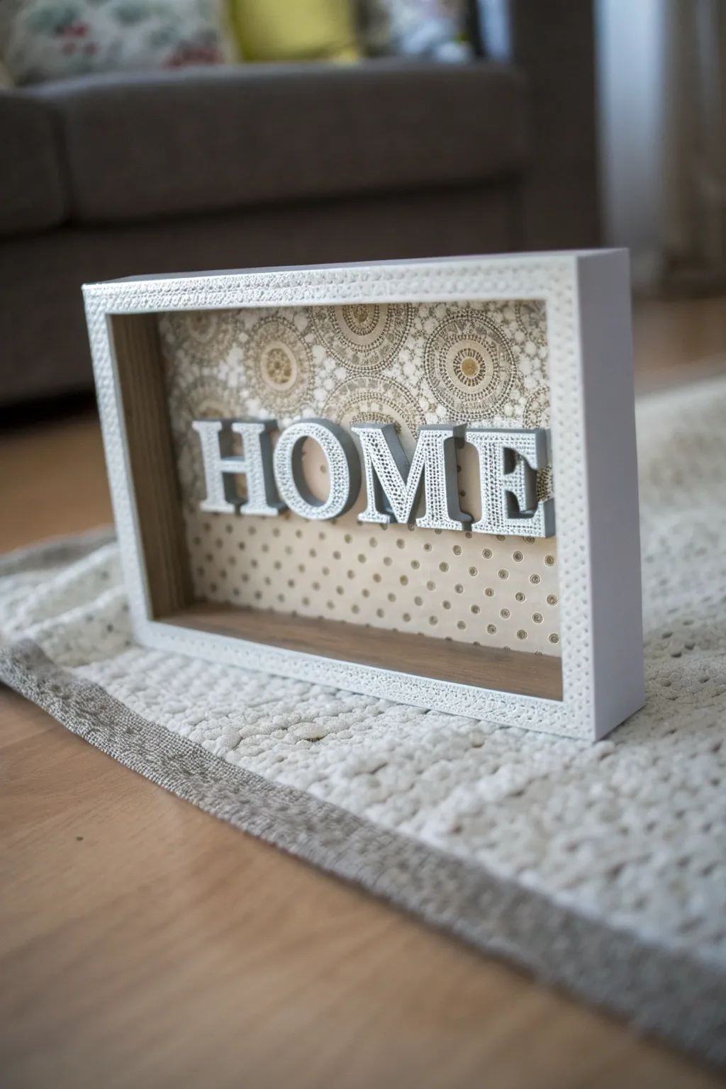 Add a personal touch with decorative letters inside a box frame.