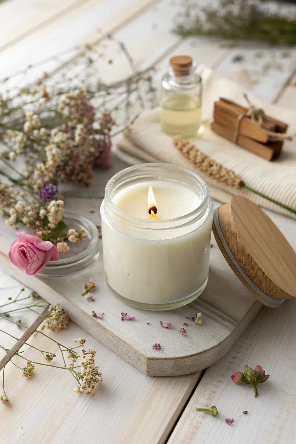 Craft your own keepsake: A personalized candle station with minimalist elegance and Boho charm.