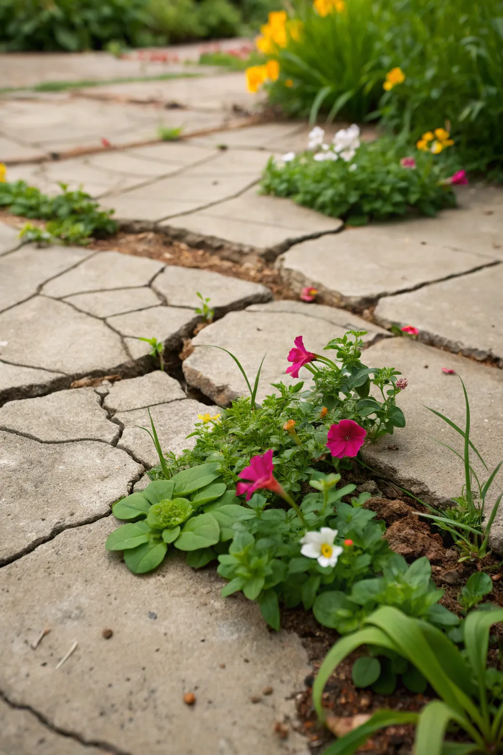 Nature reclaims concrete: A harmonious blend of greenery and craftsmanship.