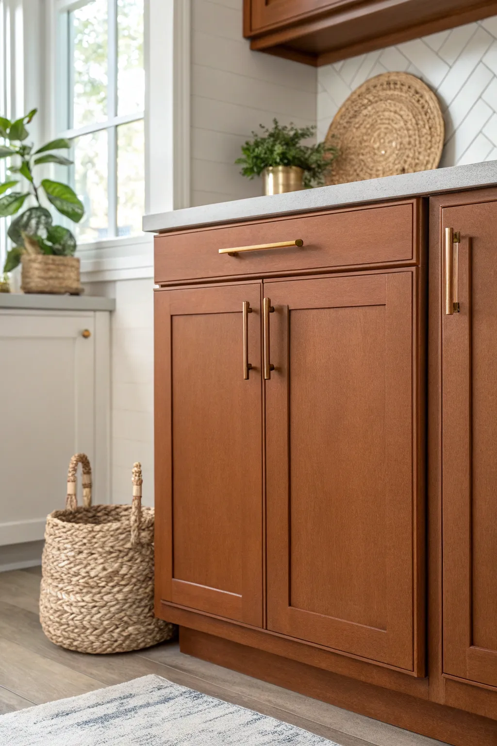 Transform your space with the timeless charm of brown-painted cabinets.