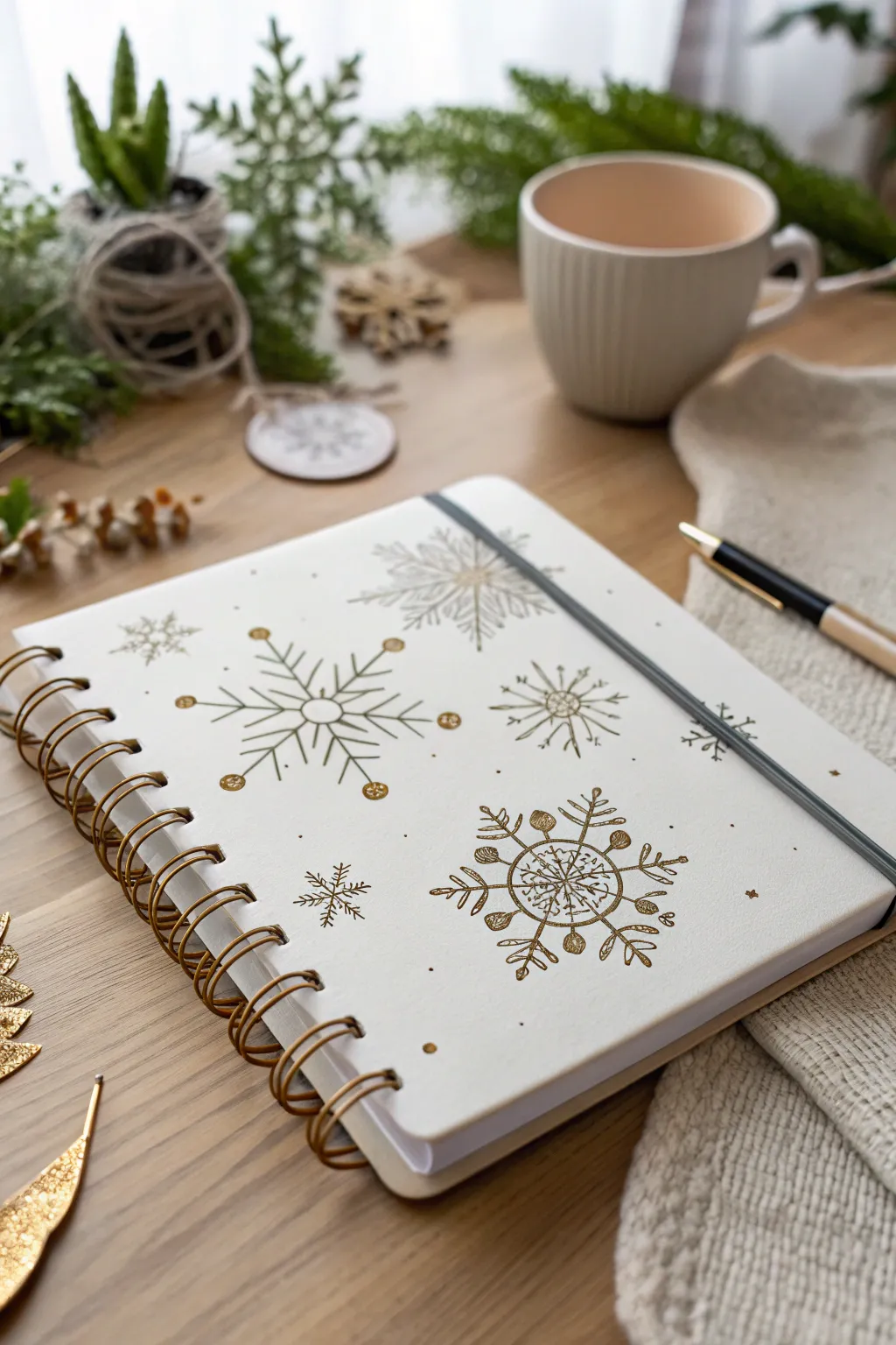 Embrace the charm of winter with a minimalist bullet journal cover that captures the essence of seasonal splendor.