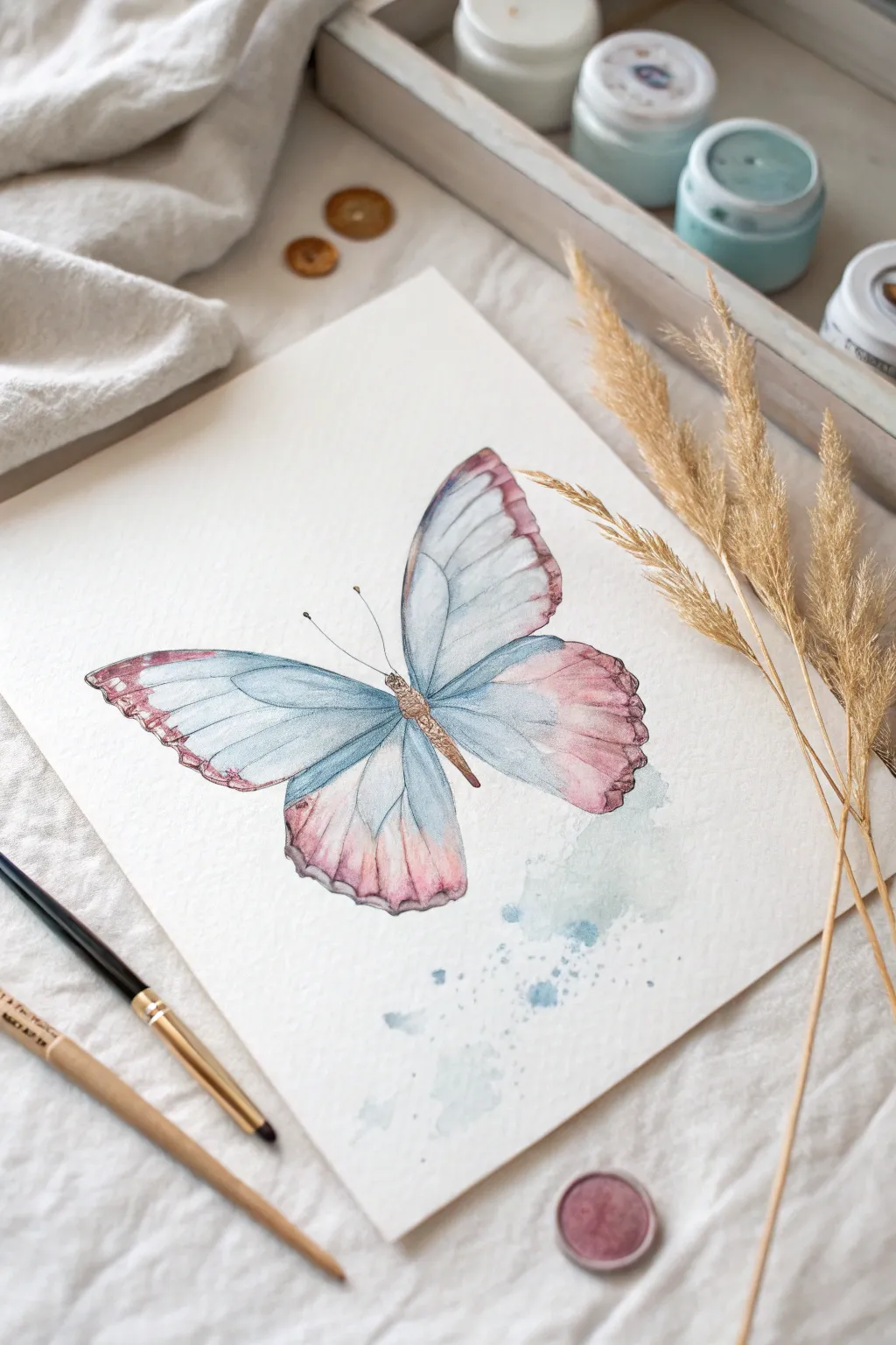 Capture the ethereal beauty of watercolors with this dreamy butterfly artwork.