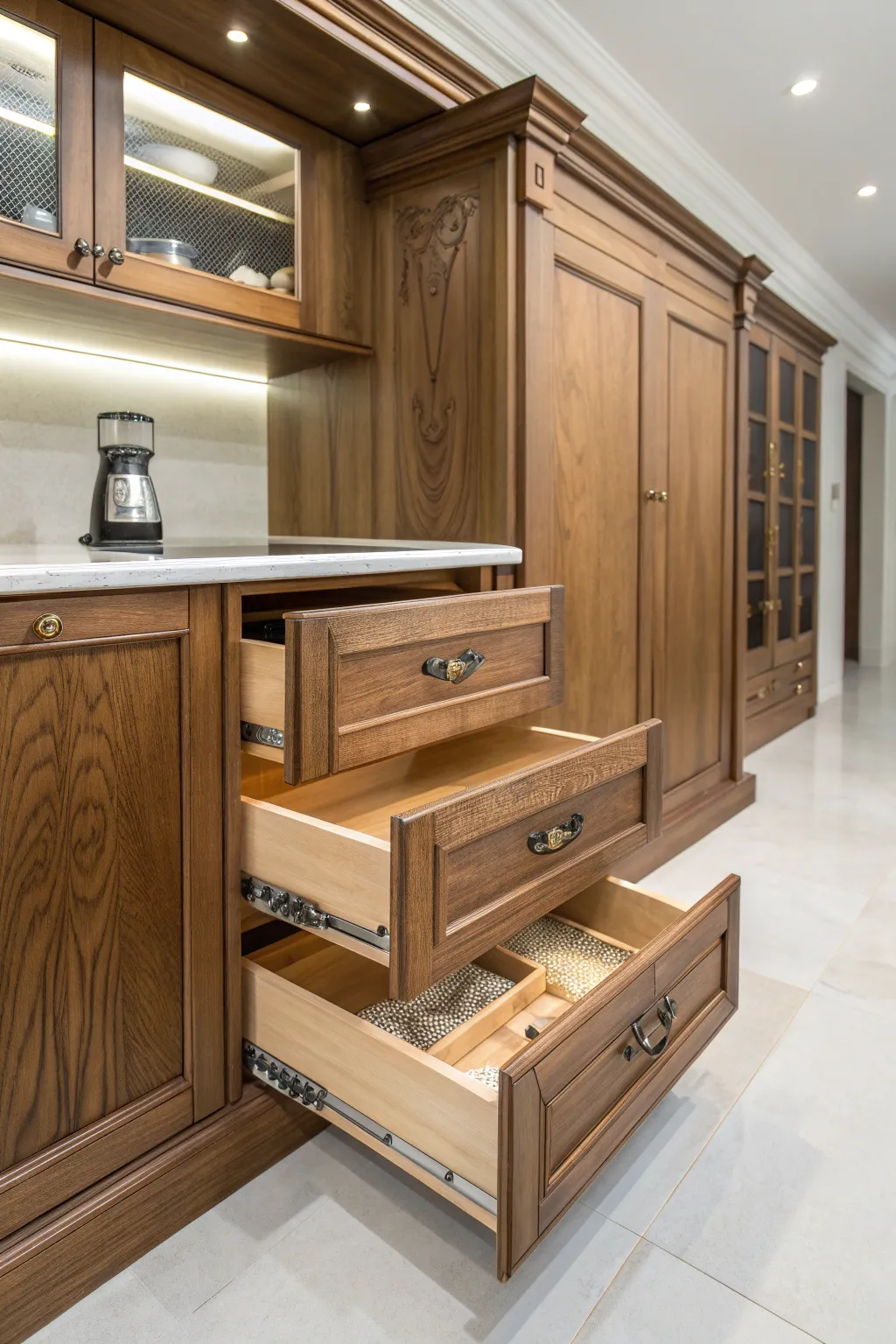Transform your kitchen with expertly crafted cabinets that double your storage space while showcasing timeless craftsmanship.
