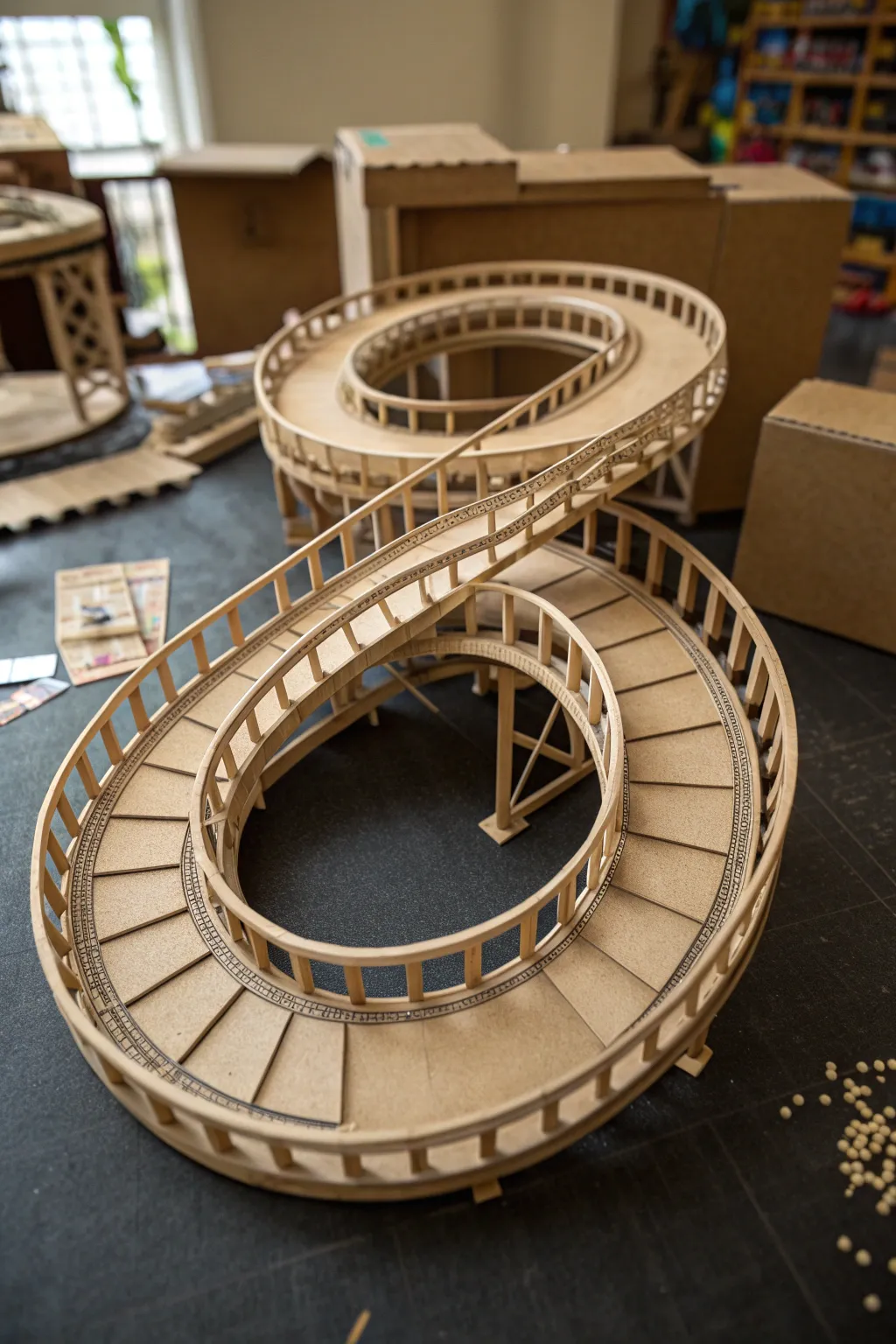 Witness the elegant swirl of a handcrafted spiral descent, where precision meets artistry.