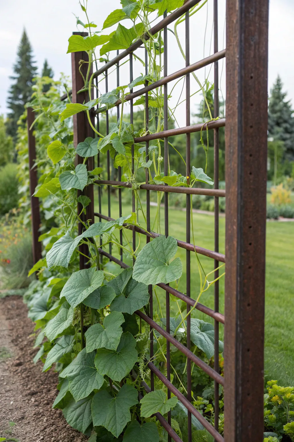 Elevate your garden with a touch of craftsmanship: A stunning cattle panel trellis for thriving vegetables.