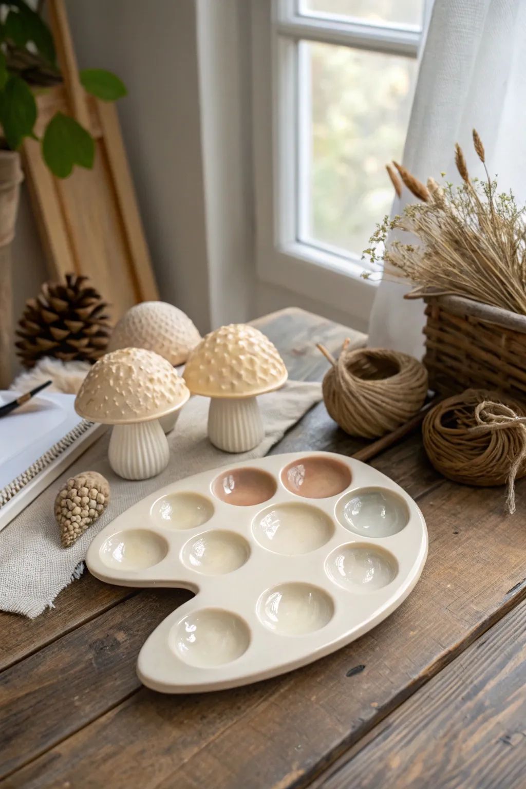 Mix your colors with a touch of whimsy using this charming mushroom-shaped ceramic palette.