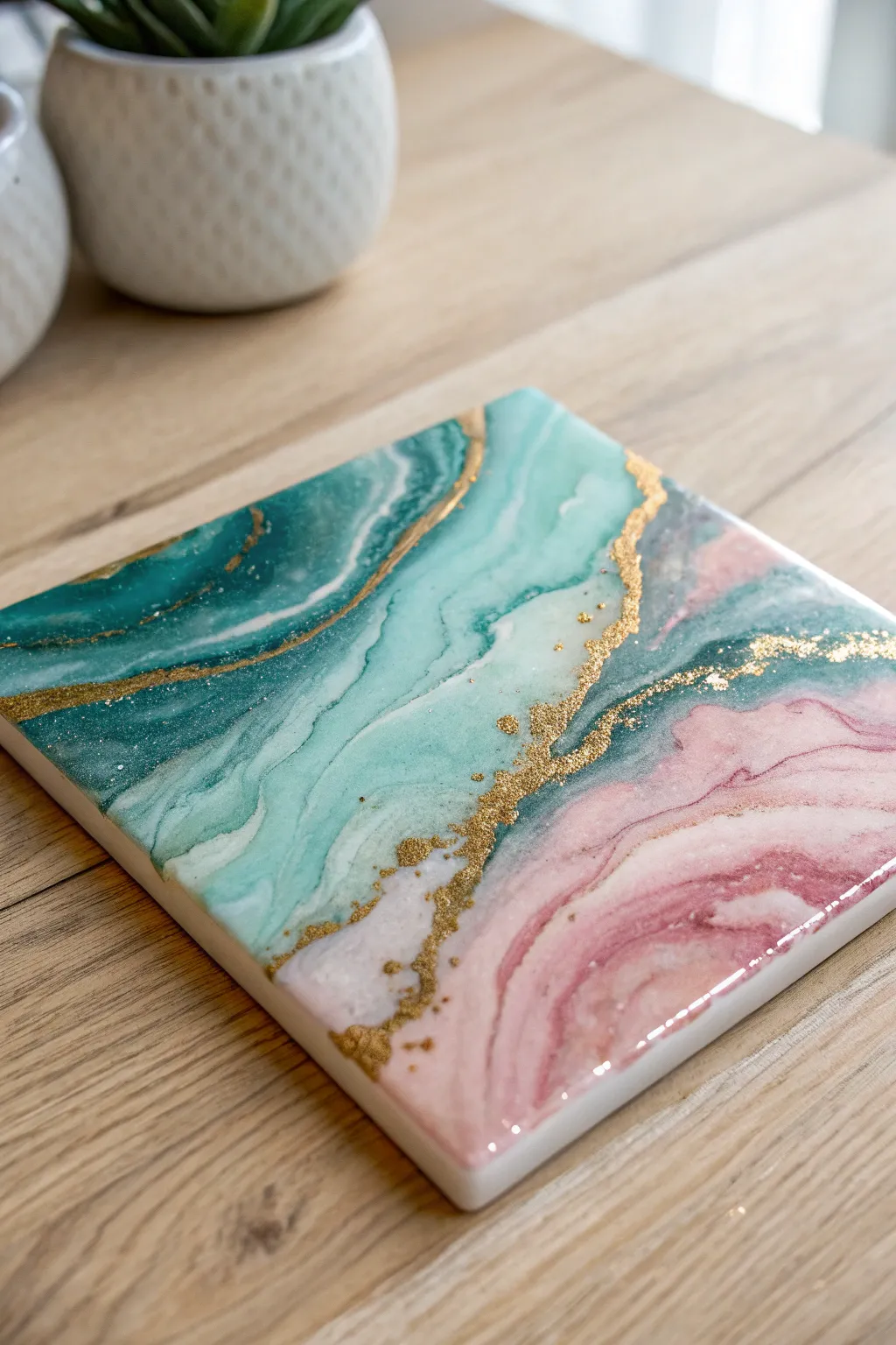 Transform your space with the enchanting beauty of alcohol ink on ceramic tiles.