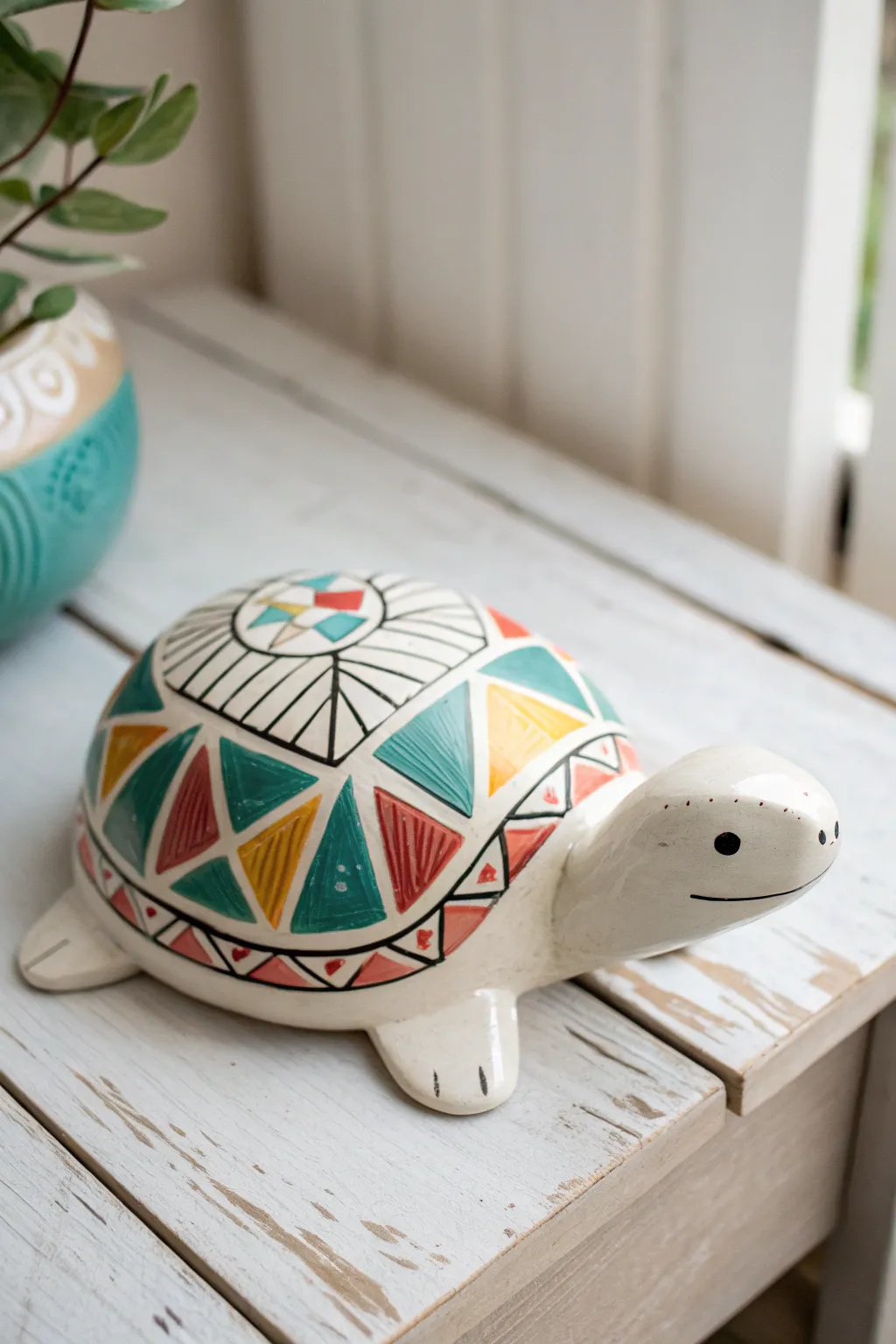 Transform your ceramic turtle into a modern masterpiece with abstract geometric designs!