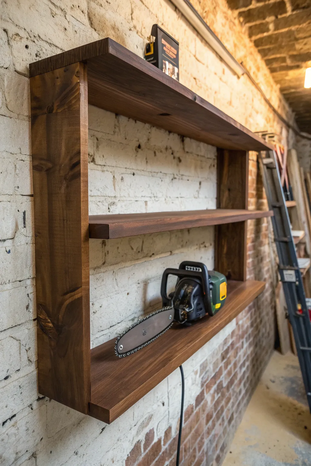 Elevate your workshop with a sturdy shelf that combines utility with style.