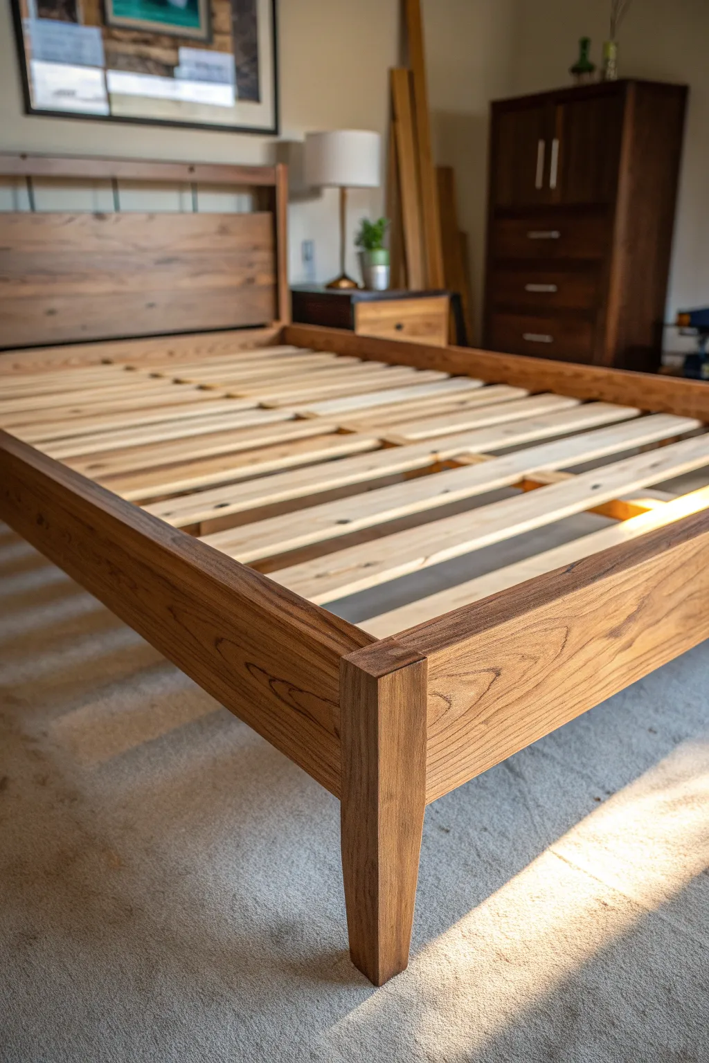 Craft your own modern platform bed—elegance in simplicity.