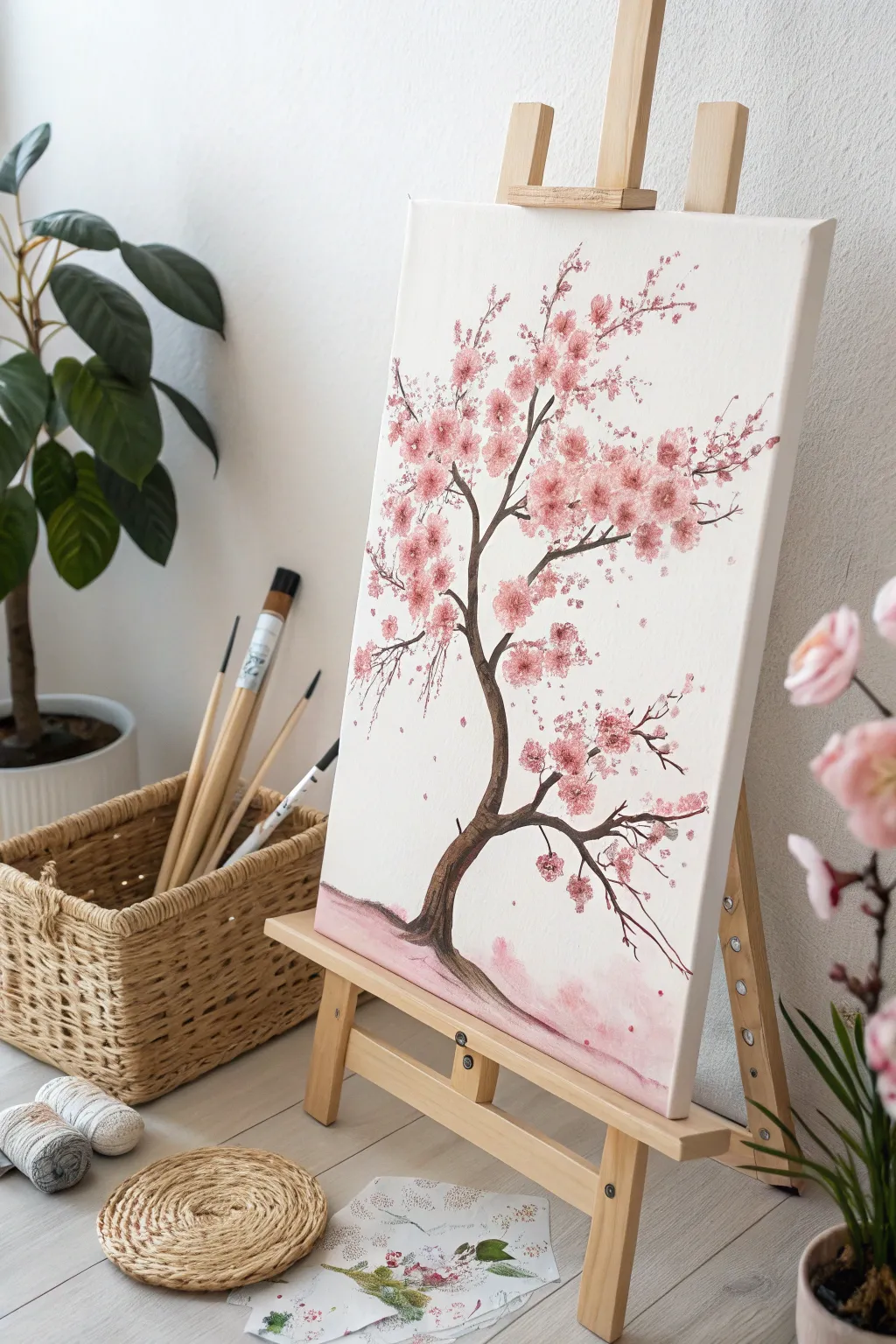 Embrace simplicity and natural beauty with your own cherry blossom art creation. 🌸✨