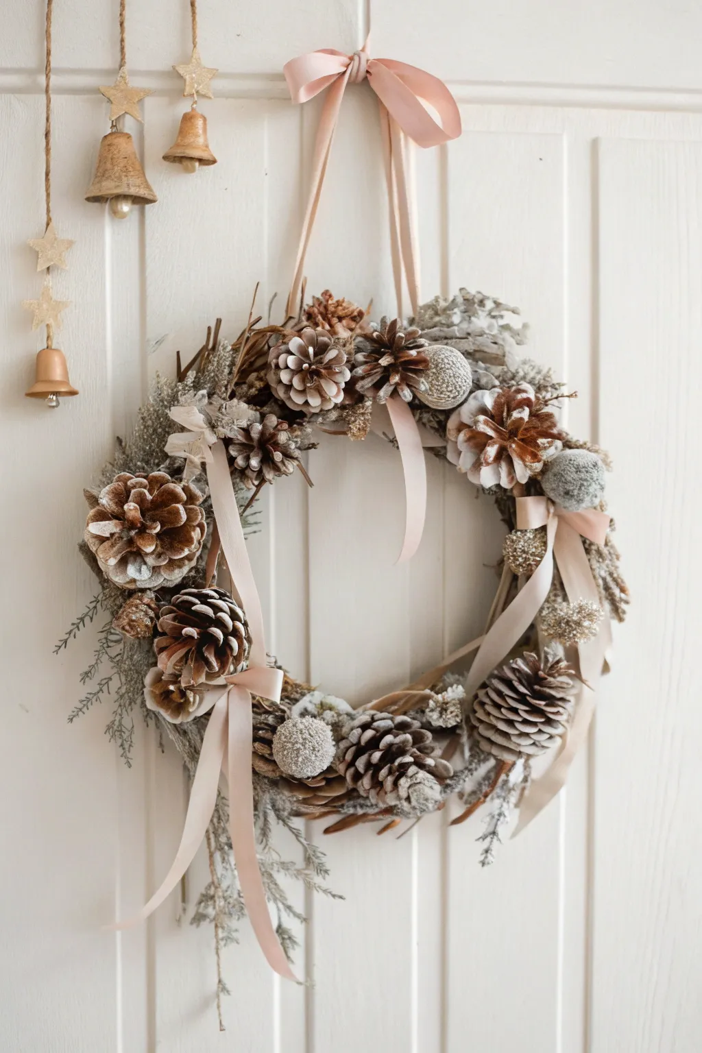 Elevate your holiday decor with a handcrafted wreath that combines natural beauty and minimalist charm. 🎄✨