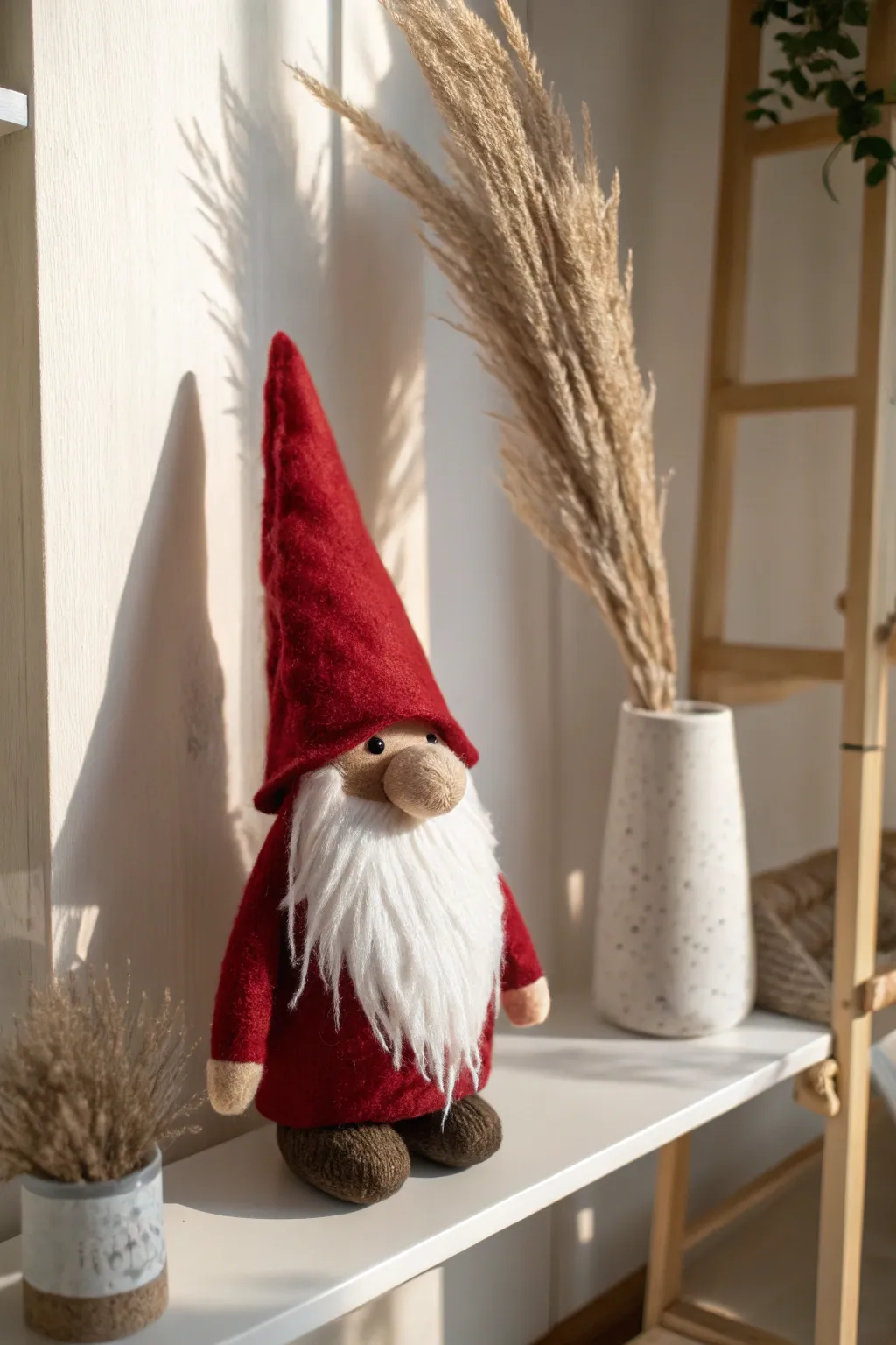 Add a touch of whimsy to your holiday decor with a handcrafted festive gnome, perfect for minimalist and boho-inspired homes.