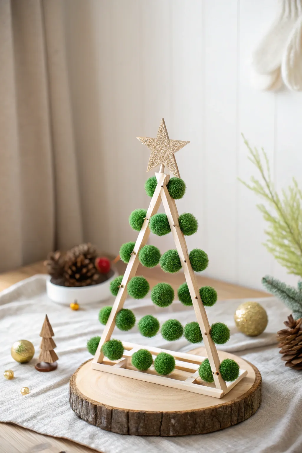 Crafting joy: A tiny Christmas tree made with love and pom-poms!