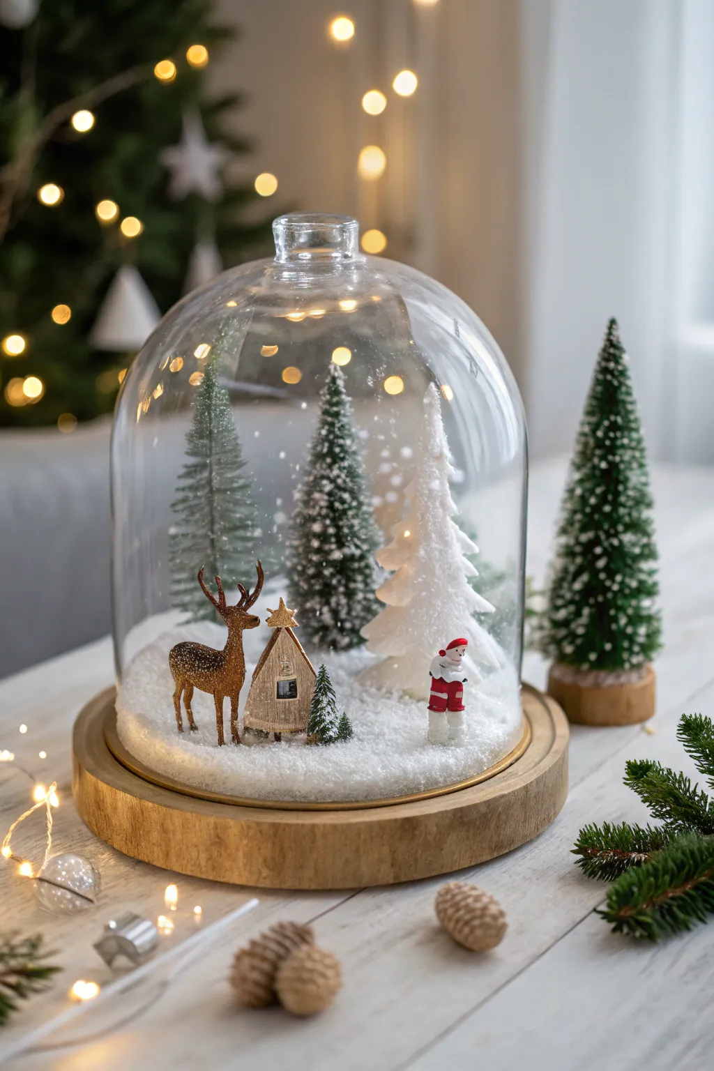 Step into a Glass Cloche Wonderland — where simplicity meets the magic of a snowy Christmas scene.