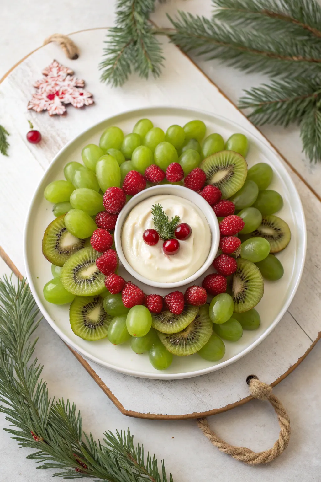 Celebrate the season with a refreshing and elegant fruit wreath, perfect for your holiday table.