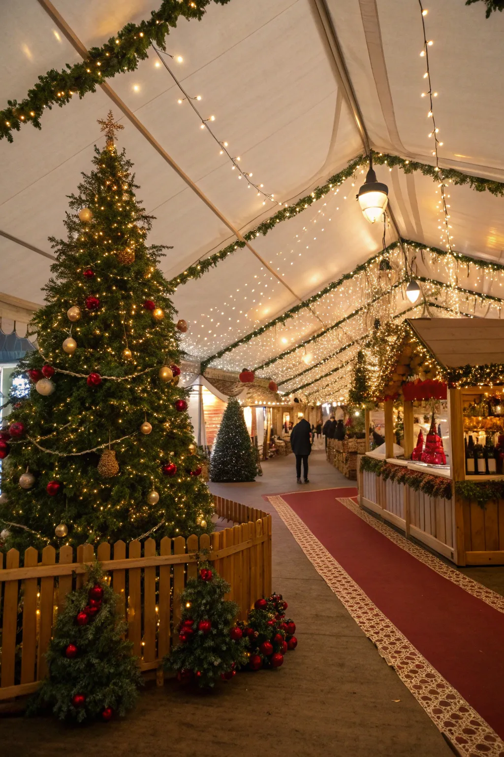 Themed decorations transform a marquee into a Christmas wonderland.