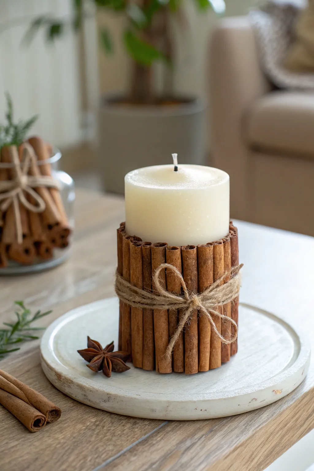 Embrace the cozy fragrance of the holiday season with this simple yet elegant DIY cinnamon stick candle craft.