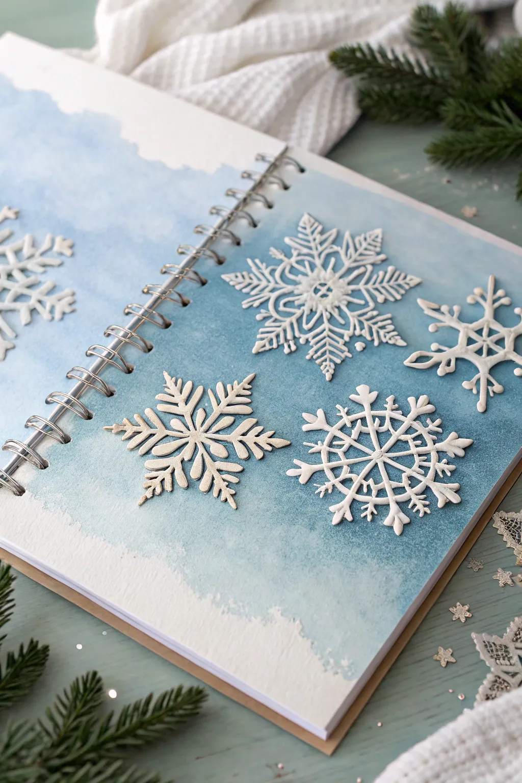 Capture the magic of winter with a Snowflake Wonderland scrapbook layout—where delicate beauty meets serene simplicity.