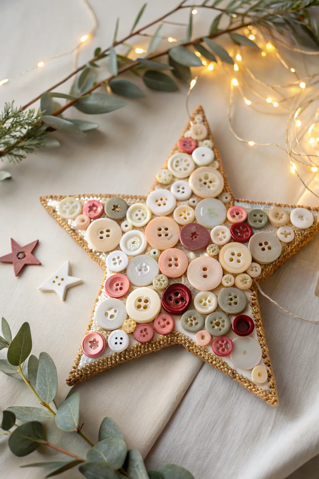 Button-Bedecked Star: A colorful craft that captures the heart of Christmas creativity.