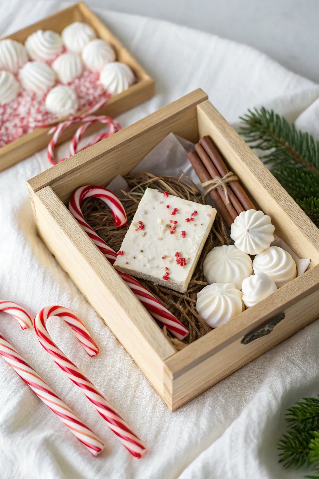 Dive into a Peppermint Wonderland with this delightful treat box, a perfect blend of simplicity and festive cheer.