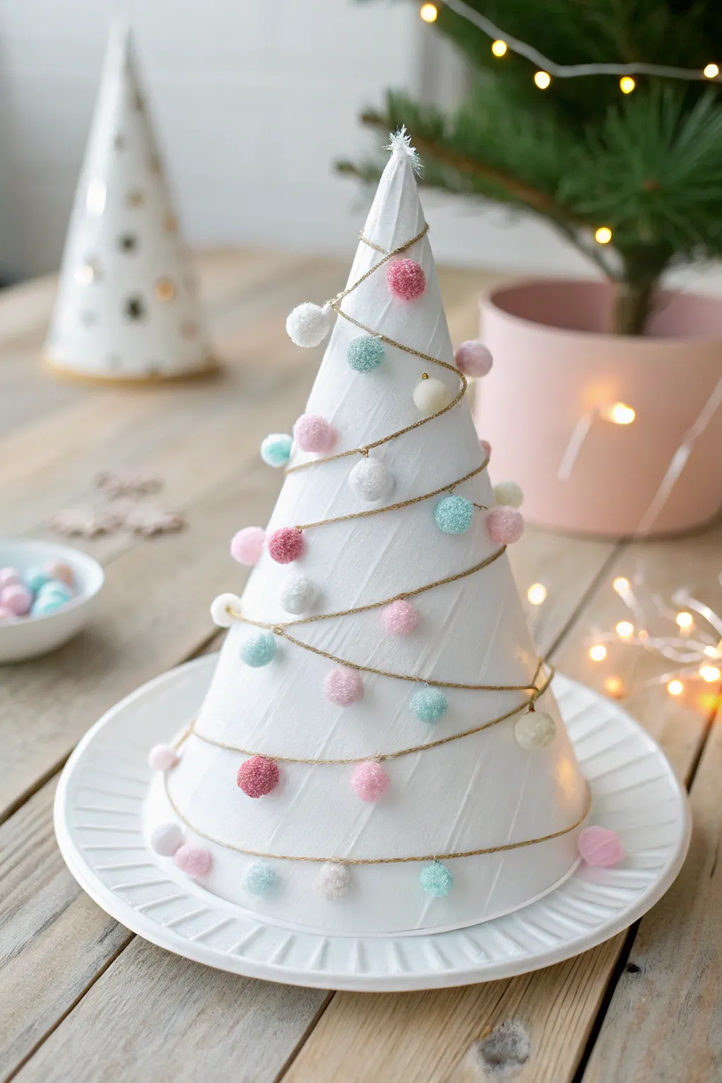 Embrace the art of simplicity with this charming paper plate Christmas tree; a perfect blend of Scandinavian minimalism and Boho flair.