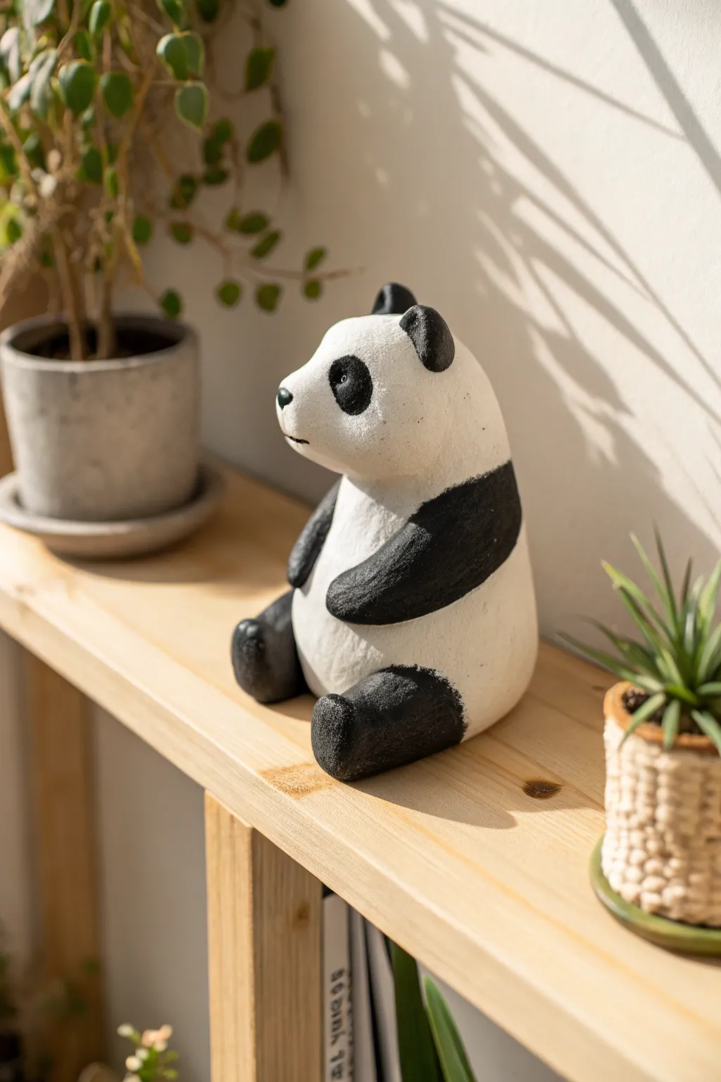 Meet your new favorite shelf buddy: a minimalist clay panda that adds charm and simplicity to any space.