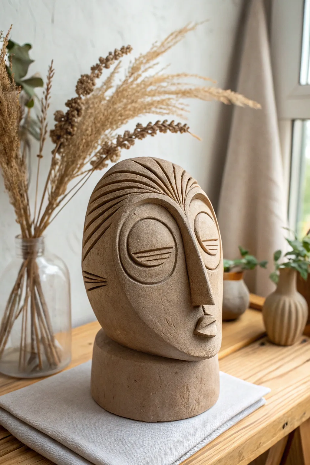 Embrace the beauty of imperfection with this abstract clay face sculpture—where artistry meets imagination.