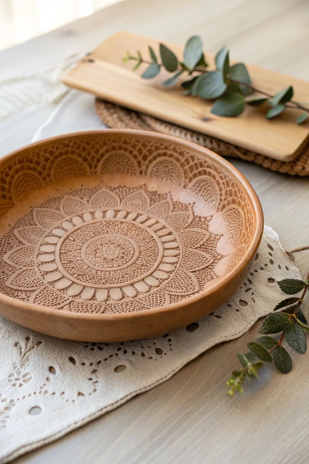 Discover the beauty of textured elegance with handcrafted clay plates.