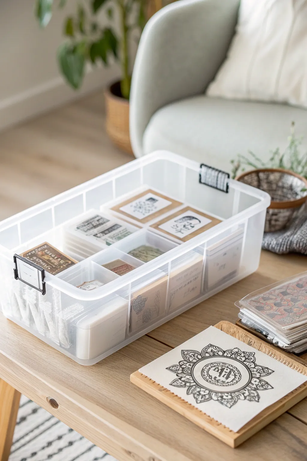 Effortless organization with a minimalist touch: Discover the beauty of clear stamp storage.