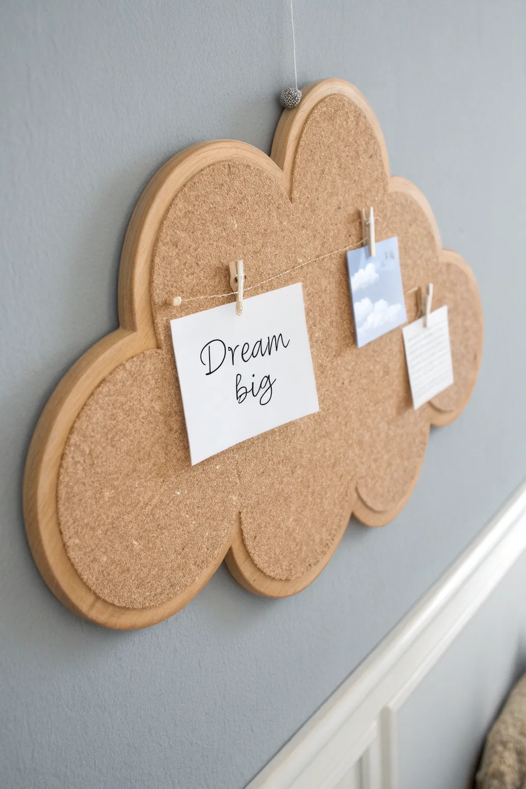 Embrace simplicity and positivity with this charming cloud bulletin board, perfect for your minimalist space.