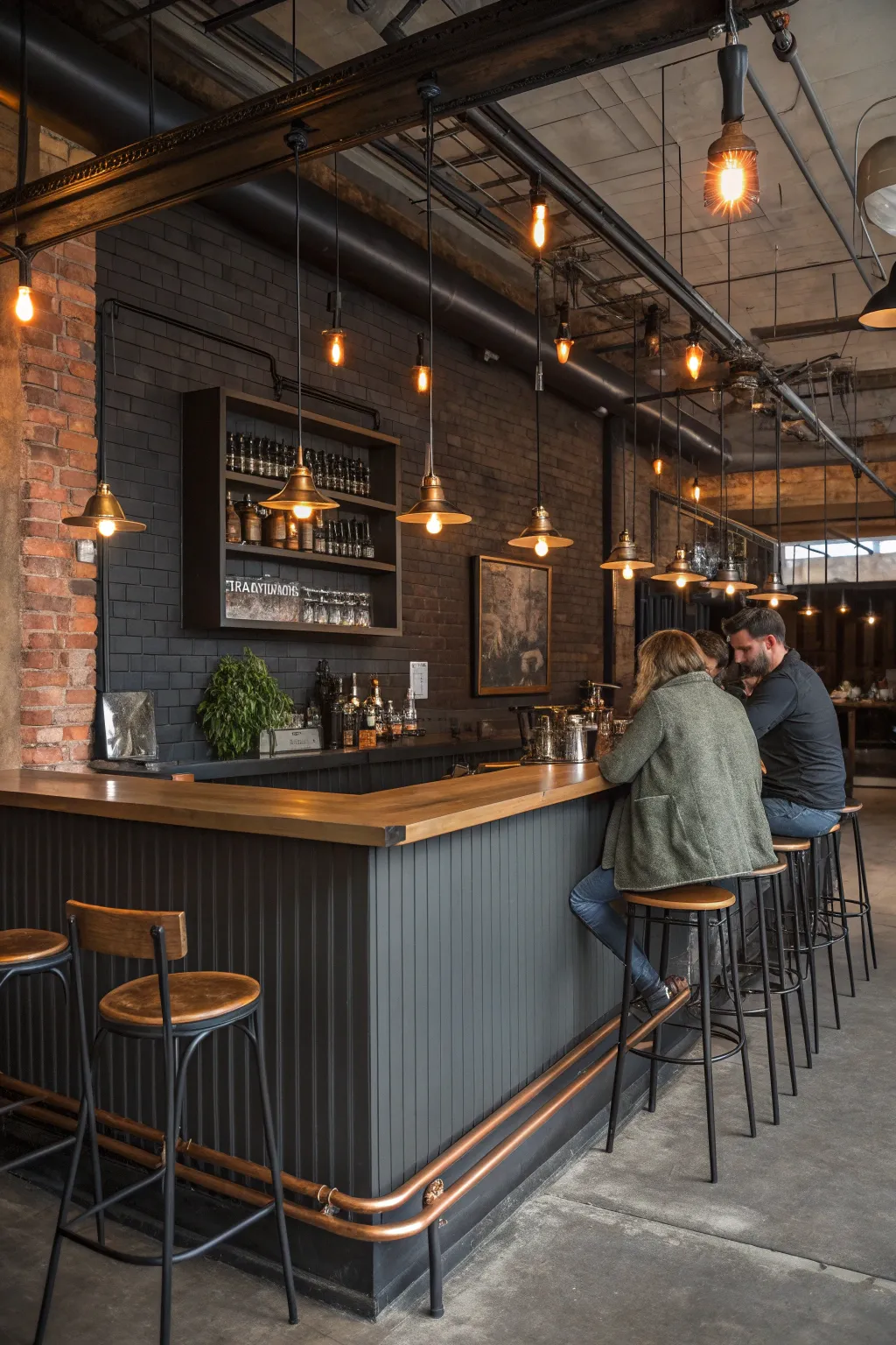Embrace the raw beauty of industrial chic with exposed brick and metal accents, creating a trendy and inviting atmosphere.
