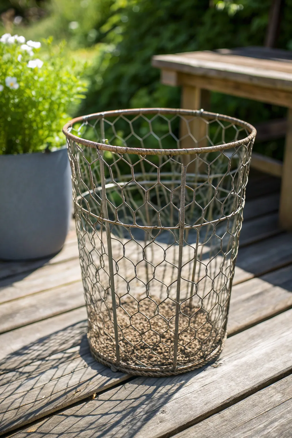 Craftsmanship meets sustainability: Discover the elegance of a wire mesh compost bin.