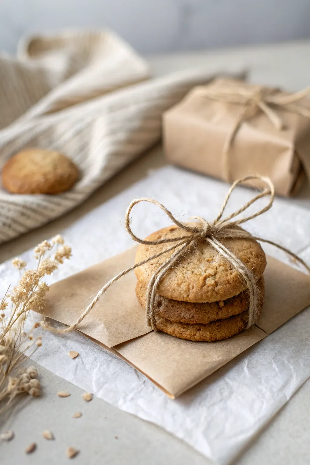 Elevate your gifting with the rustic charm of kraft paper and twine.