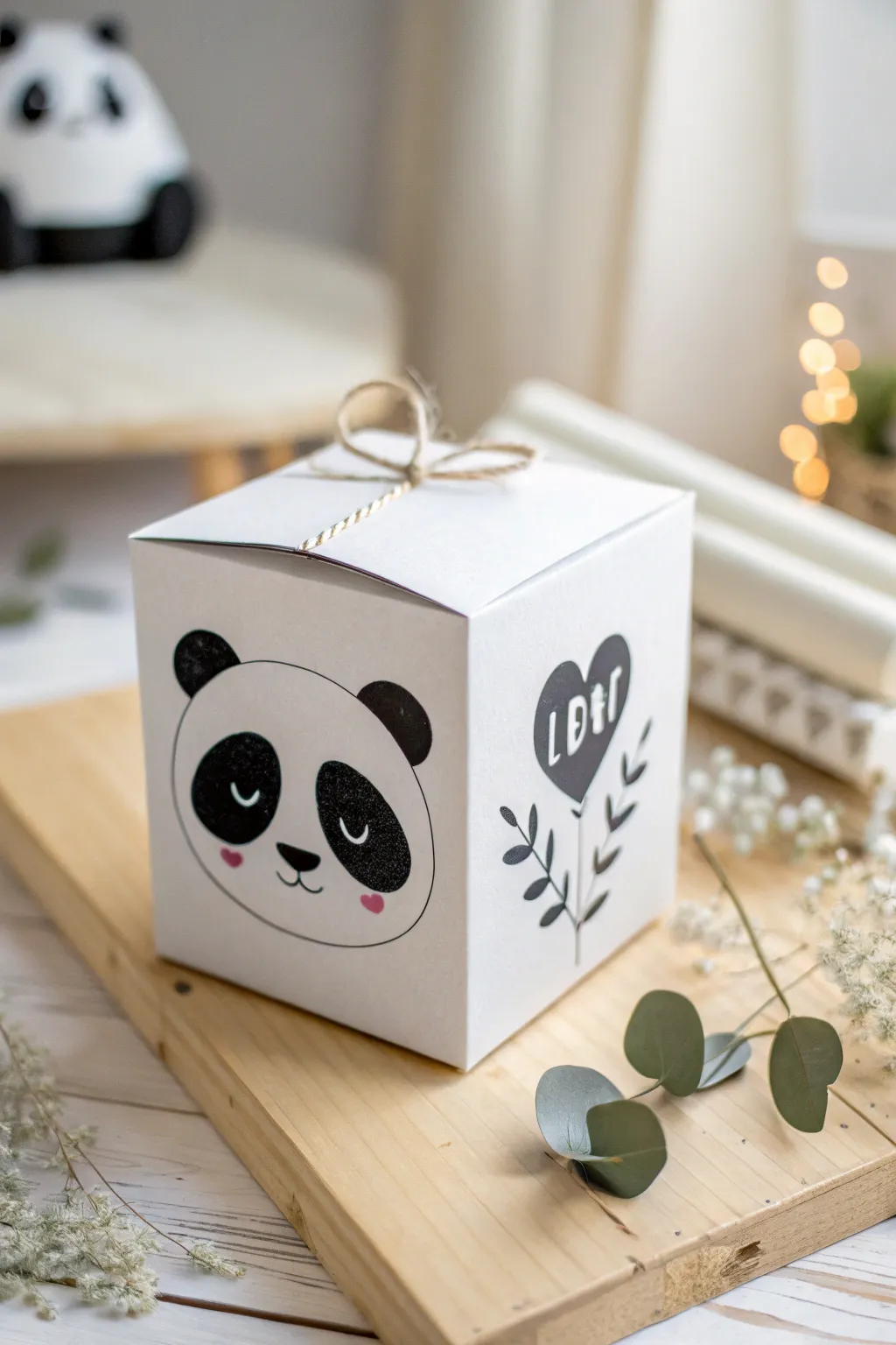 Embrace the wild side of love with this charming panda-themed Valentine's box, where simplicity meets artistry.