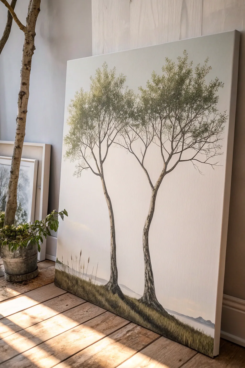 Nature's Embrace: A minimalist portrayal of love and unity in art.