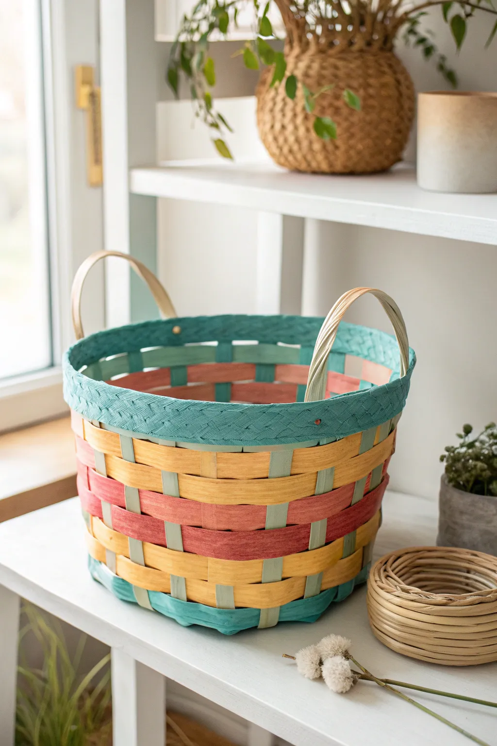 Brighten your space with a vibrant paper basket, where minimalist design meets boho charm.