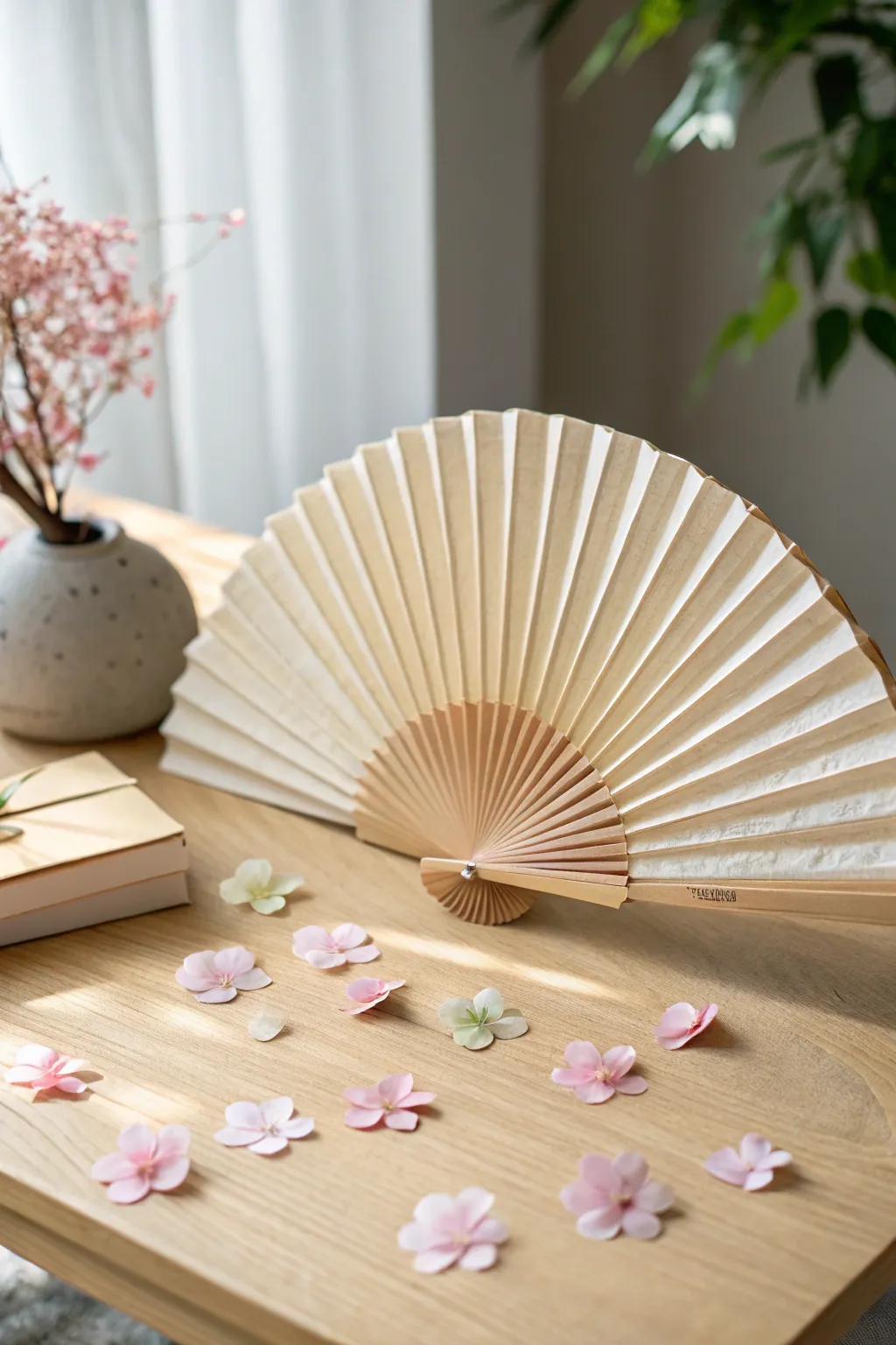 Transform paper into art: Elevate your space with these beautifully crafted paper fans and flowers. 🌸✨