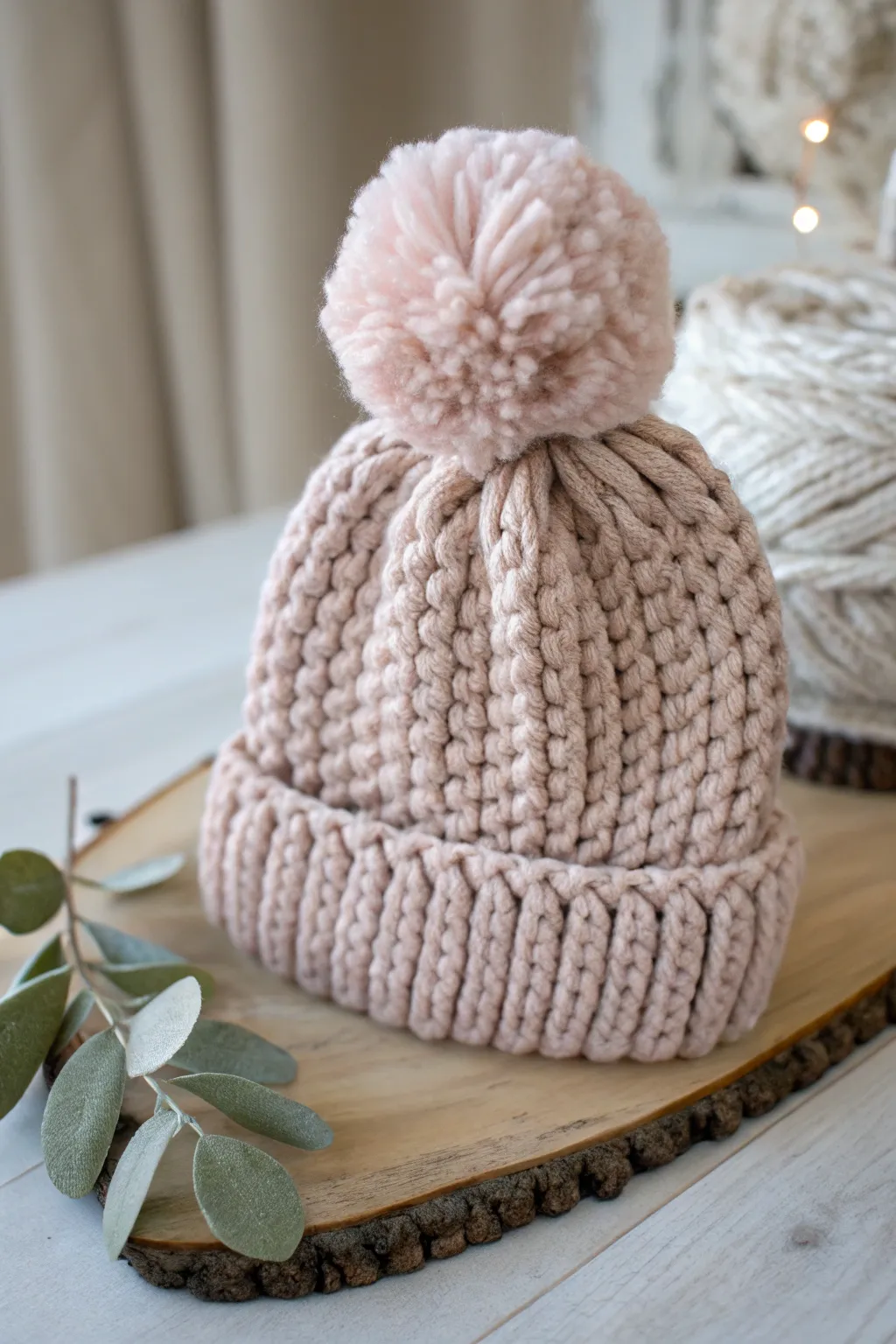 Elevate your winter style with a chunky pom-pom beanie—where playful meets chic simplicity!