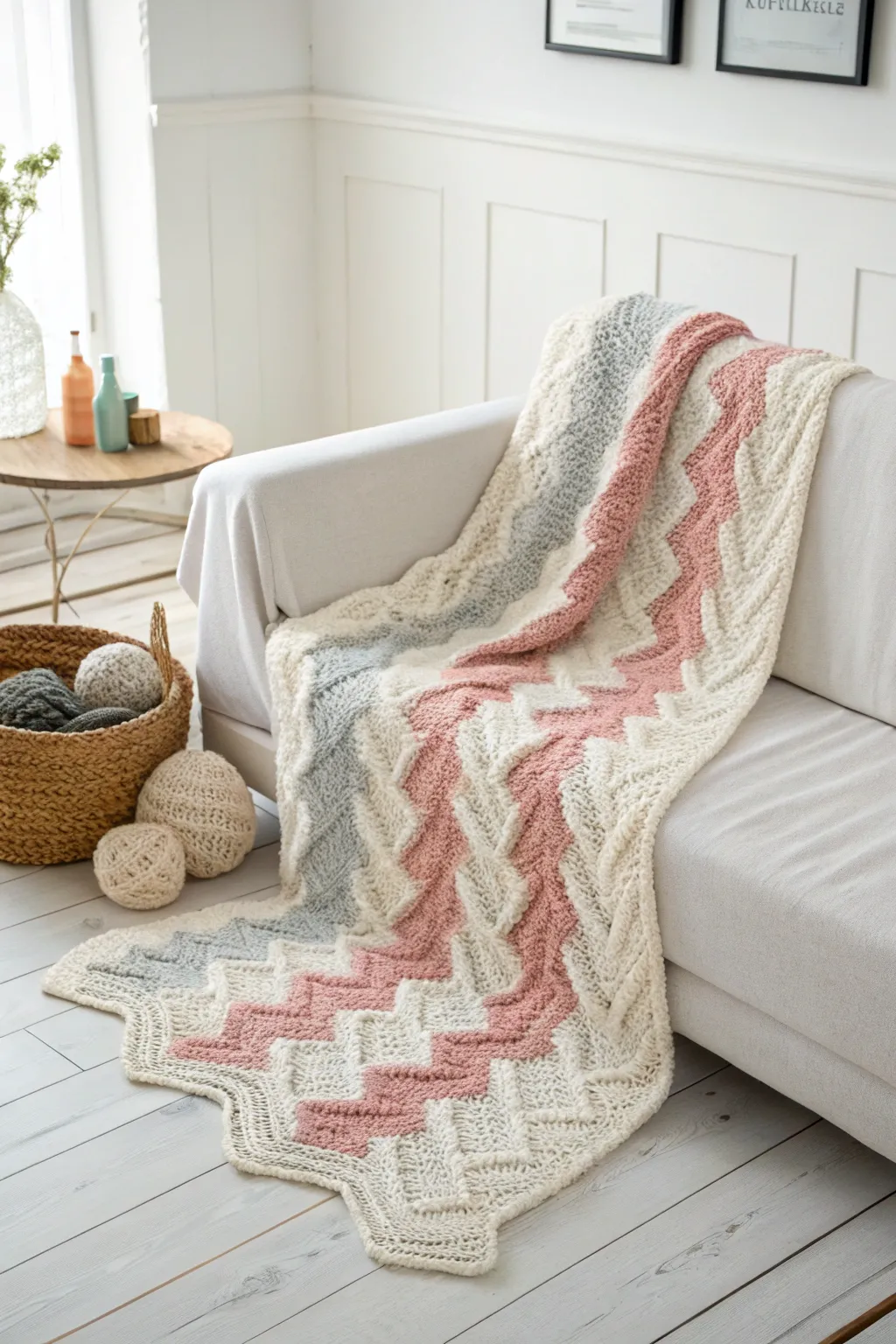 Embrace the soothing elegance of Chevron Chic for a cozy weekend retreat.