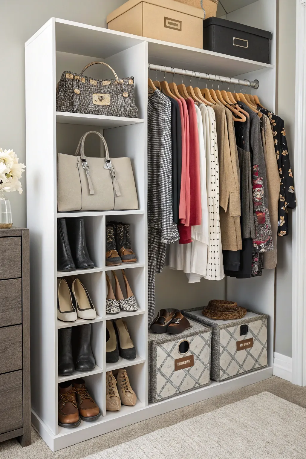 Cube storage brings clarity and order to any closet.