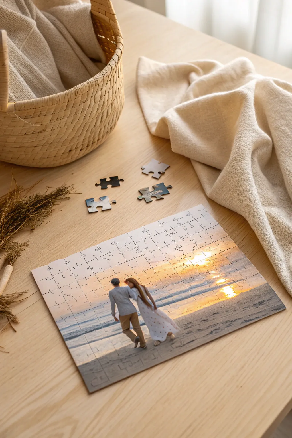 Piece together your love story with a custom puzzle capturing cherished moments.
