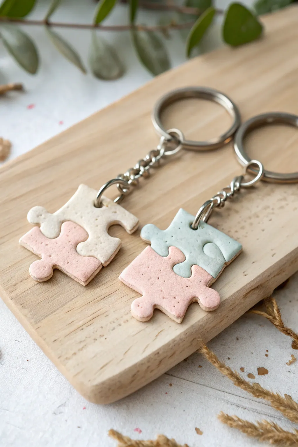 Unlock love with matching clay keychains, a perfect blend of style and sentiment.