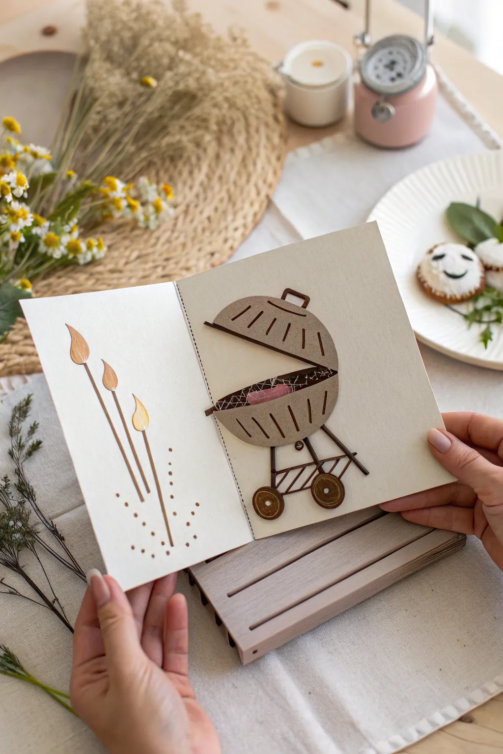 Delight the grill master with this charming pop-up card that blends simplicity and whimsy. #FathersDayCraft #ScandiBohoStyle