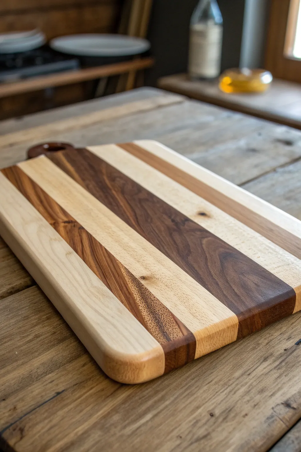 Elevate your kitchen with the timeless elegance of maple and walnut craftsmanship.