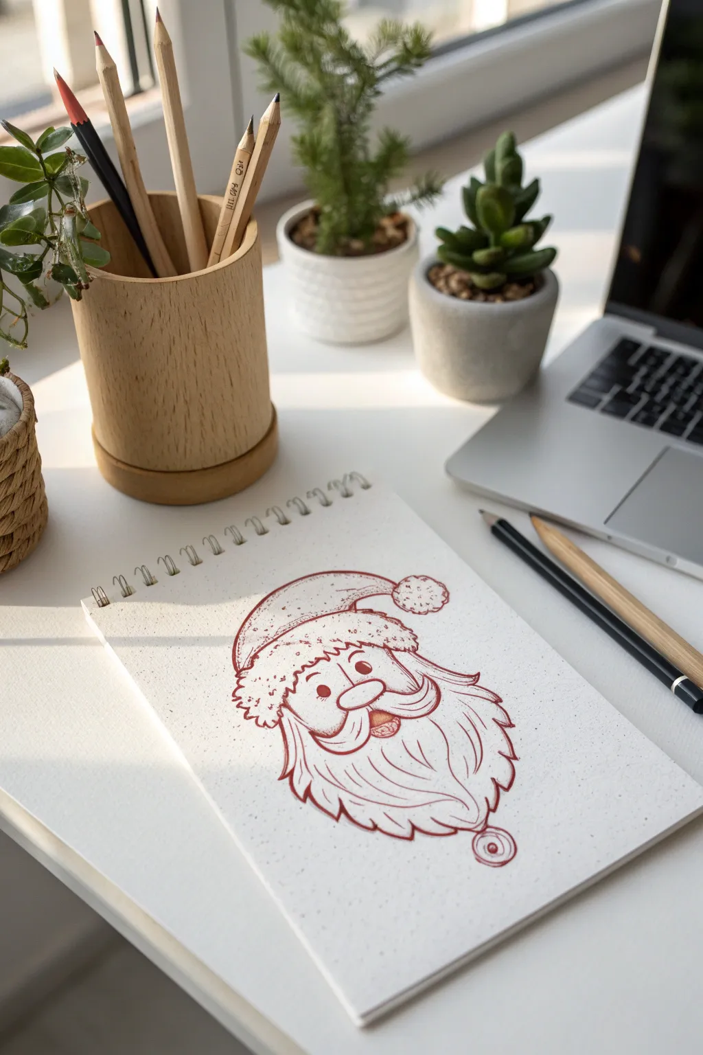 Embrace the festive spirit with a minimalist Santa Claus sketch, bringing cheer and simplicity to your holiday decor.
