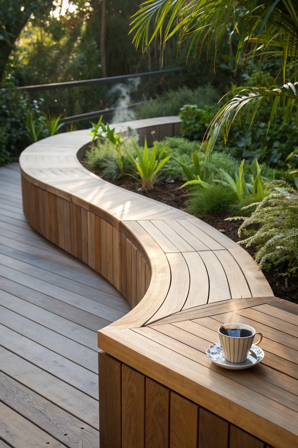 Elevate your deck with handcrafted built-in benches – where style meets comfort.