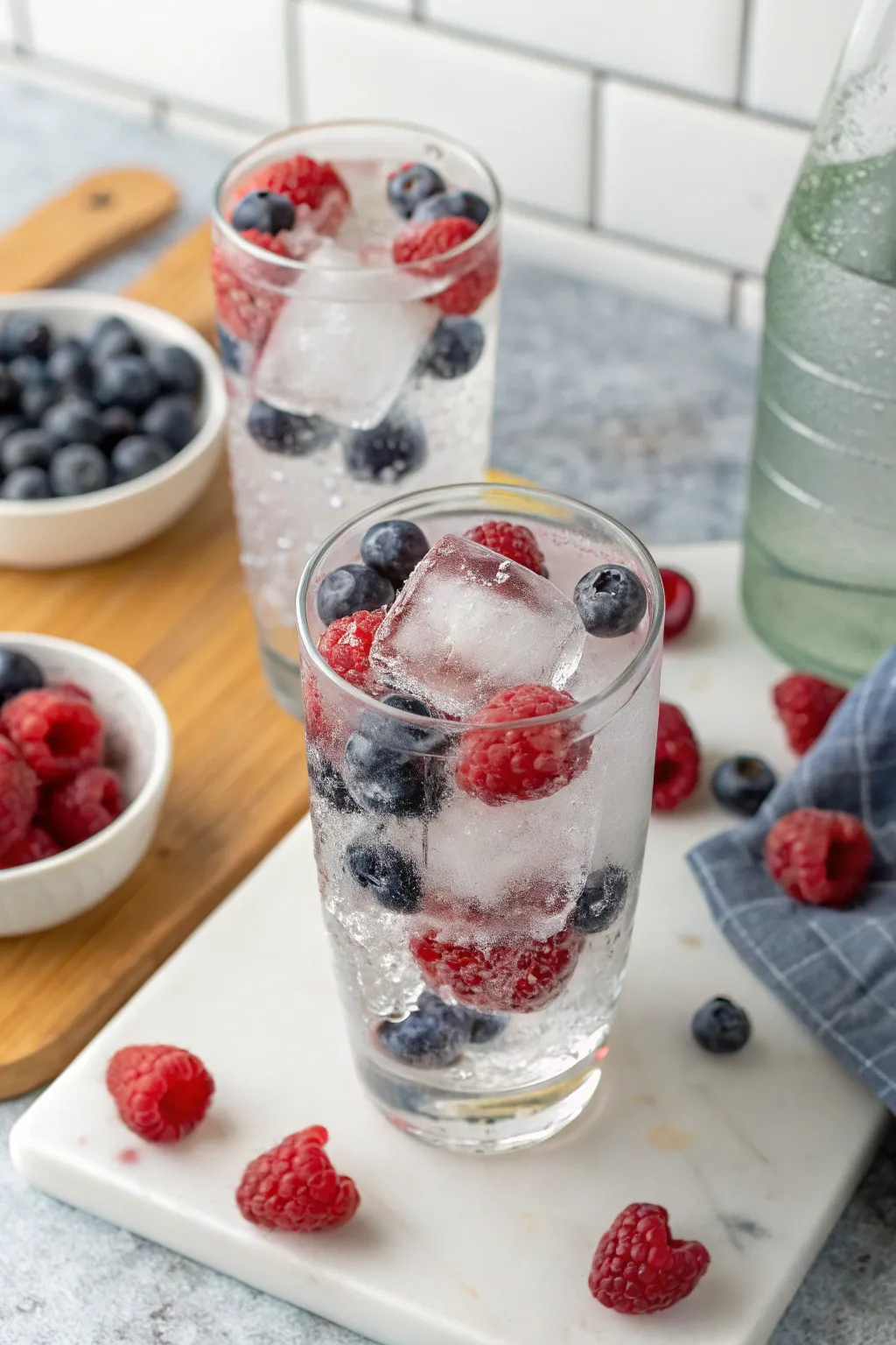 Berry ice cubes add a burst of color and flavor.